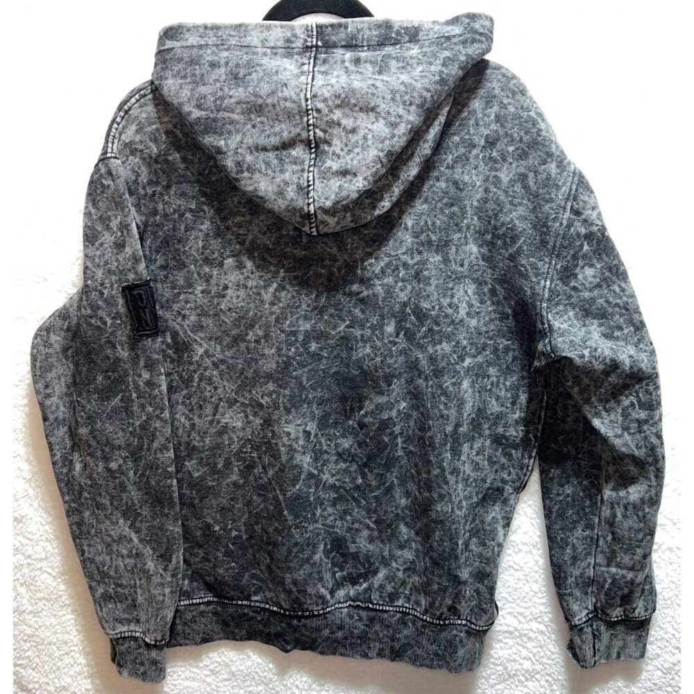 Men’s Dkny Jeans Acid-Wash Large Gray Hooded Sweatshirt Pullover Kangaroo Pocket - Picture 2 of 7